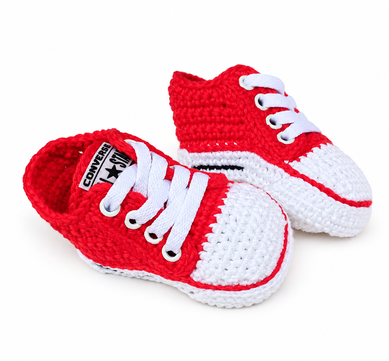 TÊNIS EM CROCHÊ CANO CURTO - COR VERMELHO