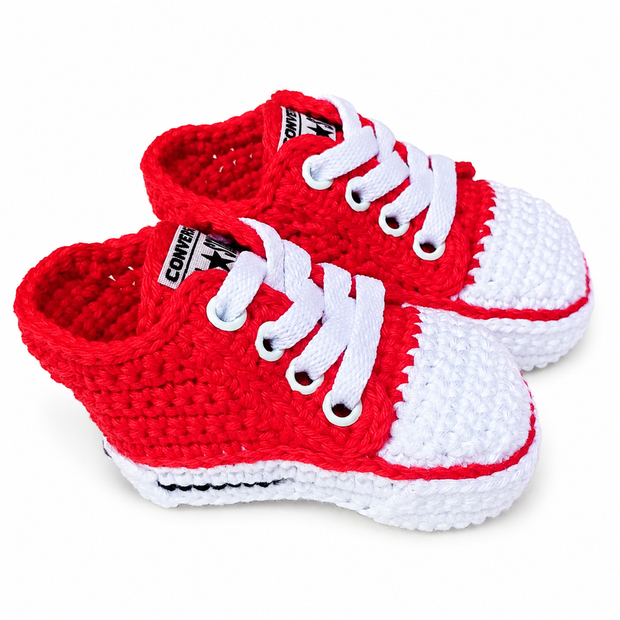 TÊNIS EM CROCHÊ CANO CURTO - COR VERMELHO